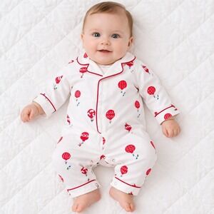 Petite Plume Maisonette Exclusive Holiday Hot Air Balloon Romper Baby 0/3M Twill
